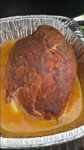 Pineapple glazed double smoked ham on the Big Green Egg!