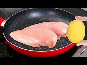 Potatoes and chicken breasts. Crispy and juicy! Everyone will be...