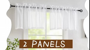 Luvyohmee Beige Sheer Valance Curtains, Semi Sheer Linen Look Valances for Windows Rod Pocket, 2 Panels Kitchen Curtain Valances for Bathroom, Basement, Dining Room, Bedroom, 52x18 inch