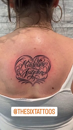 Custom heart and names by Ryan #script #names #lettering #heartbreaks #ink #inked #toronto #scarborough #thesix #thesixtattoos