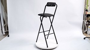 Folding Bar Stool with Backrest, 30 Inch Bar Height Folding Chairs, Padded Folding Stools with Cushion, Foldable Barstool for Outdoor Camping Kitchen Shop Cafe (1, Black)