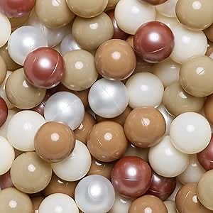 Realhaha 100 Ball Pit Balls - Brown Soft Plastic Balls Phthalate Free BPA Free Play Balls for Ball Pool Birhtday Party Girls Kids with Storage Bag, 2.15inches