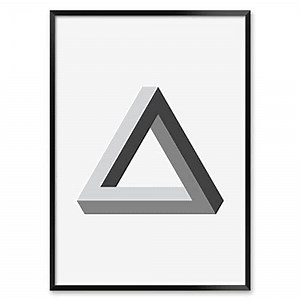 Penrose Triangle Poster, Mathematics Wall Art with Impossible Geometry