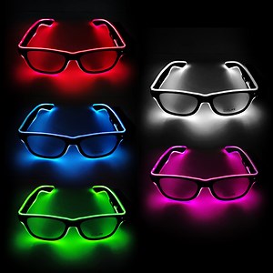 [Hot Item] Colored Rectangle Party Glasses Blinking Light up LED EL Portable Square Sunglasses Plastic Glowing Neon LED Glasses for Party