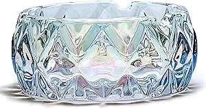 Crystal glass outdoor indoor ashtray, gemstone exterior design。Home Office Tabletop Beautiful Decoration(rainnbow)