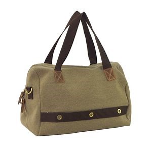 [Hot Item] Eyelet Army Green Weekender Canvas PU Leather Duffel Bag Zxk1027