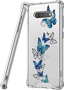 SANJIKEJI Clear Case for LG Stylo 6 with Butterfly Pattern 4 Corners Shockproof Duty Shockproof Clear Smartphone Case