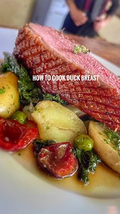 Ducking around cooking Duck Breast with @elliottgrover TOP TIPS for nailing it at home below 👇🏼 Bring the duck to room temperature. Pat the skin dry Use a share knife to score a checkerboard pattern into the skin. Ensuring not to go deep enough to cut into the flesh Flip the duck over. Trim away any excess fat and carefully remove silver skin. This will stop it shrinking as it cooks Season all over with salt Place the duck skin side down into a cold pan Turn the heat to medium / low. Cook unti