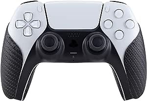 eXtremeRate PlayVital Anti-Skid Sweat-Absorbent Controller Grip for ps5 Controller, Professional Textured Soft Rubber Pads Handle Grips for ps5 Controller - Carbon Fiber