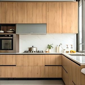 [Hot Item] Elegant Solid Wood Kitchen Cabinets with Custom Veneer Finish
