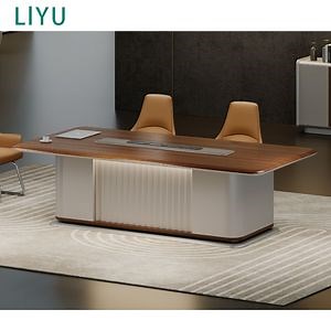 [Hot Item] Liyu Cheery Wood Conference Table with Plug with Inbuilt Computer Chair Set