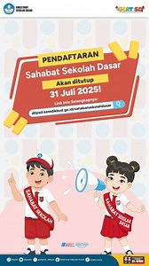 #SahabatSekolahDasar🚨PENDAFTARAN SAHABAT SEKOLAH DASAR AKAN DITUTUP BESOK 31 JULI 2025🚨Yuk, segera daftar di link berikut🔗ditpsd.kemdikbud.go.id/sahabatsekolahdasar#SahabatSekolahDasar#PendidikanBermutuUntukSemua#KemendikdasmenRAMAH | Direktorat Sekolah Dasar