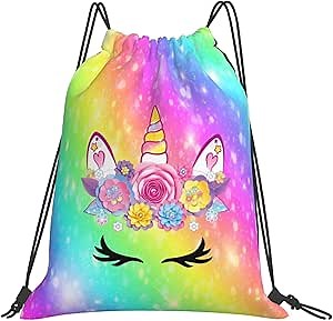 TYSN Unicorn Drawstring Backpack Waterproof String Bag Adjustable Lightweight Gym Drawstring Sackpack