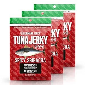 Sriracha Tuna Jerky - Wildly Delicious Yellowfin Ahi Fish Jerky - Made with Americas Original Spicy Sriracha Hot Sauce - 3 Pack