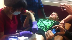 Twink gets a piercing in his cock