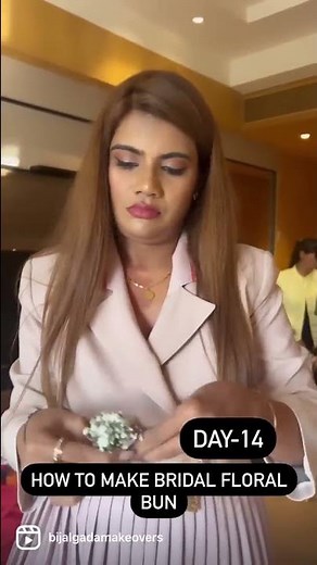 Day-14 ✅ How to make floral bridal bun !! #bijalgadamakeovers #hacks #dailyhacks