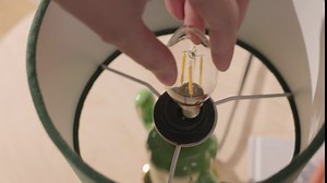 Navaris Green Cactus Table Lamp - Small Lamp 12.8" Tall Light with Ceramic Base for Tables - with E12 Candelabra Bulb Socket - Includes Fabric Shade