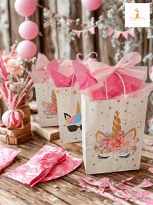 Party Bags Unicorn Pink Ribbon With 5 Fillers - Etsy Canada