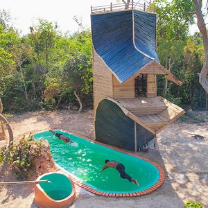 77K views · 2.6K reactions | Complete Vision-Bamboo Villa And Pools | Survival Builder Viral | Facebook