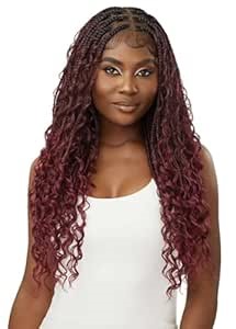Outre - 100% Fully Hand Tied Whole Lace Wig - Boho Box Braids 28" (OFF BLACK 1B)