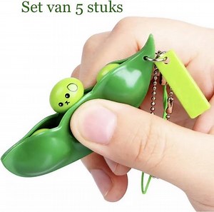 Fidget Bean - Pea popper - set van 5 stuks - Fidget keychain - Pop it - Squeeze it -... | bol.com
