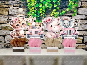 Baby Safari Truck Theme | Safari Baby Shower | Safari Centerpiece Decoration | Safari Party | Safari Theme | Baby Shower Decor SET OF 4 - Etsy