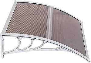 40"x32" Awnings for Doors Windows, Polycarbonate Door Window Awnings Exterior, Patio Entry Door Front Door Overhang Awning Canopy for Rain Shutter, Snow and UV Protection, Hollow Sheet (Brown Board)