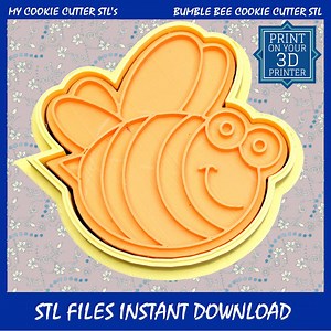Bumble Bee Cookie Cutter and Embossing Stamp / Fondant Imprint STL. Print on Your 3D Printer. Perfect for Cookies & Fondant YUM! - Etsy
