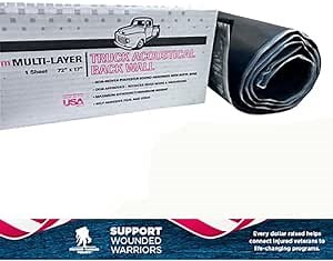 Vibro Backwall Acoustical Solution for Trucks - 7mm Multi Layer Sound Deadener for Trucks, 72" x 17" Single Made in USA- We Proudly Support Wounded Warriors $1.00 per Box is donated