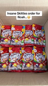 🦠🌈Noah couldn’t wait for the new Skittles Giants Gooey to land!🌈🦠 #reels #asmr #satisfying #explorepage #packingorders | Poppin Candy