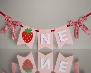 Berry First Birthday Banner & Cake Topper: Strawberry Party Decor - Etsy Canada