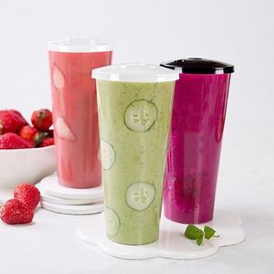 [Hot Item] Disposable Transparent Milk Tea Cup Juice Drinking Hard Plastic Cups Coffee Beverage Cups with Lids