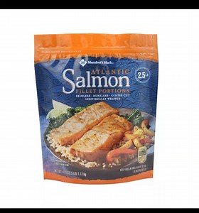 [Hot Item] Custom Printed Zipper Lock Vertical Salmon Packaging Bag, Frozen Food Packaging Bag