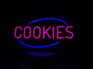 LED Cookies Neon Sign, 18"x9", Business Signboards for Bakery, Café, Ice Cream Parlor, Dessert and Candy Store, Black Acrylic Backboard, Easy Installation, Wall Window Decor for Storefront