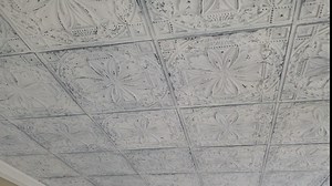 Faux Tin Ceiling Tile TD10 Old Black White. Sample Tile (2'X2') Easy to install PVC panels. Gorgeous antique vintage look ceiling. Great for Glue up/Drop in installation.