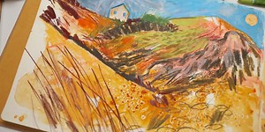 Sketching textures on pre-painted pages