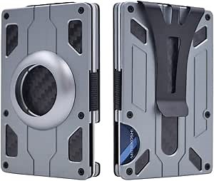 Minimalist Slim Wallet For Men,Ultra-Thin Pocket Money Clip With AirTag Holder,Aluminum Metal Mens Wallets,Cash Credit Card Holder,Cool Gifts For Men