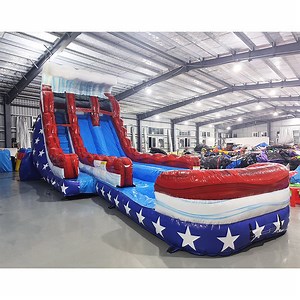 [Hot Item] 18FT Blue Crush Marble Water Slide with Pool Giant Inflatable Slide Inflatable Water Slide for Adult