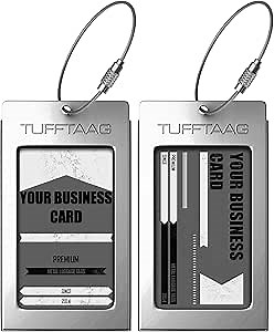 Luggage Tags Business Card Holder by TUFFTAAG - Durable Travel ID Bag Tag in Multiple Color Options, Perfect for Suitcases, Backpacks, and Carry-Ons, Easy Identification, Secure and Stylish
