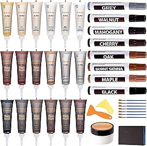 Wood Floor Scratch Repair Kit - 40 Sets - Furniture Repair Kit Wood Markers, Hardwood Repair Kit Wood Filler for Scratches Stains Holes - Touch Up Any Wood, Laminate, Cabinet, Door, Table