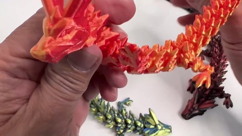 GEDDES Raymond 3D Printed Dragon Fidget Toys – Pack of 24 – Flexible Articulated Fantasy Figures in Metallic Colors