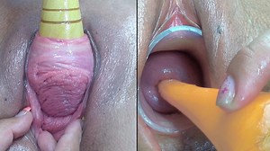 Lesbians Pee Hole Penetration and Cervix Fucking with vegetables