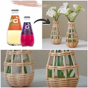 Repurposing glass bottles into beautifully weaved rattan vases | MetDaan DIY