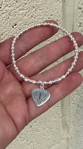 Sterling Silver Medical ID Bracelet, Elegant Beaded Stretch Medical Alert Jewellery, Custom Engraved Life-saving Bracelet for Allergies - Etsy Australia