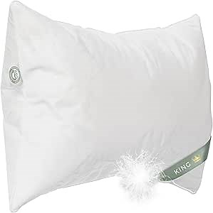 King Size Pillow, European Goose Down 800FP - Firm Luxury Hotel Pillow for a Luxury Bed