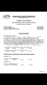 ✅✅SOLVED SAMPLE TEST PAPER ✅✅ (FOR SCREENING TEST OF BPS-05 TO BPS-15) (MATRICULATION CATEGORY) PART-I ENGLISH 👉40 QUESTIONS PART-II MATHEMATICS. 👉20 QUESTIONS PART-III GENERAL KNOWLEDGE 👉40 QUESTIONS SIBA TESTING SERVICE ( STS— IBA) MCQs Forum for Government jobs | MCQs Forum for Government jobs