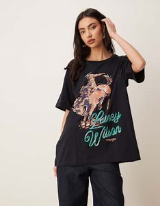 Wrangler x Lainey Wilson - T-shirt oversize style cowboy - Noir | ASOS