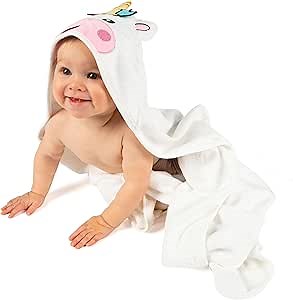 Athena Unicorn Baby Bath Towel - Breathable Soft & Absorbent Baby Hooded Towels - Delightfully Adorable Design for Babies - Comfortable and Cozy Bath Time Adventure