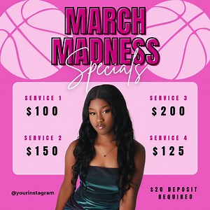 Customizable March Madness Specials Flyer | Business Flyer Design Template | Custom Beauty Flyer | Canva Free | DIY MUA Lashes Nail Salon - Etsy