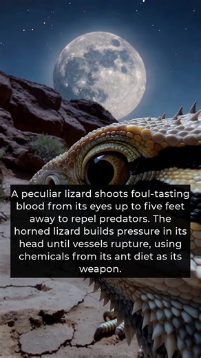 In a vast sunbaked land a remarkable horned lizard roamed the sands and used an extraordinary defense to evade predators like coyotes and foxes. When threatened the lizard increased blood pressure in its head and contracted specific muscles until tiny vessels in its eyes ruptured, launching a stream of blood that could reach five feet. The blood carried bitter chemicals from its diet of harvester ants and, along with its puffed up body and sharp horns, kept danger at bay. | The History Page